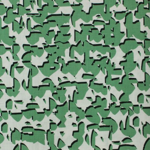 Viscose linnen met groen / wit abstract motief